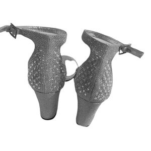 OPEN TOE ANKLE STRAP CASUAL RHINESTONE BLOCK HEEL